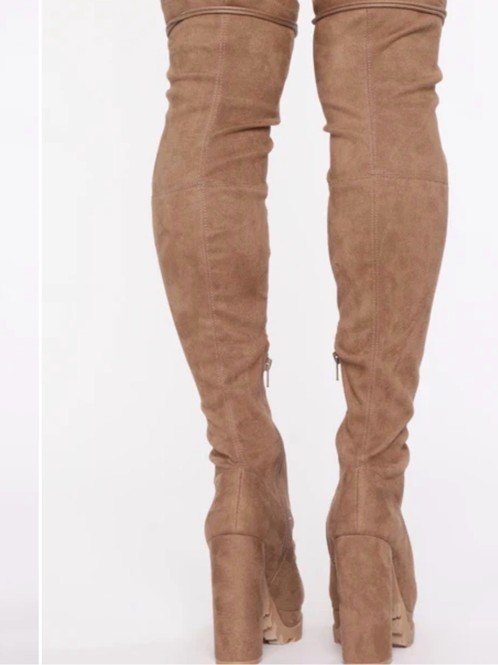 Over-the-Knee Chunky Heel Boots in Taupe